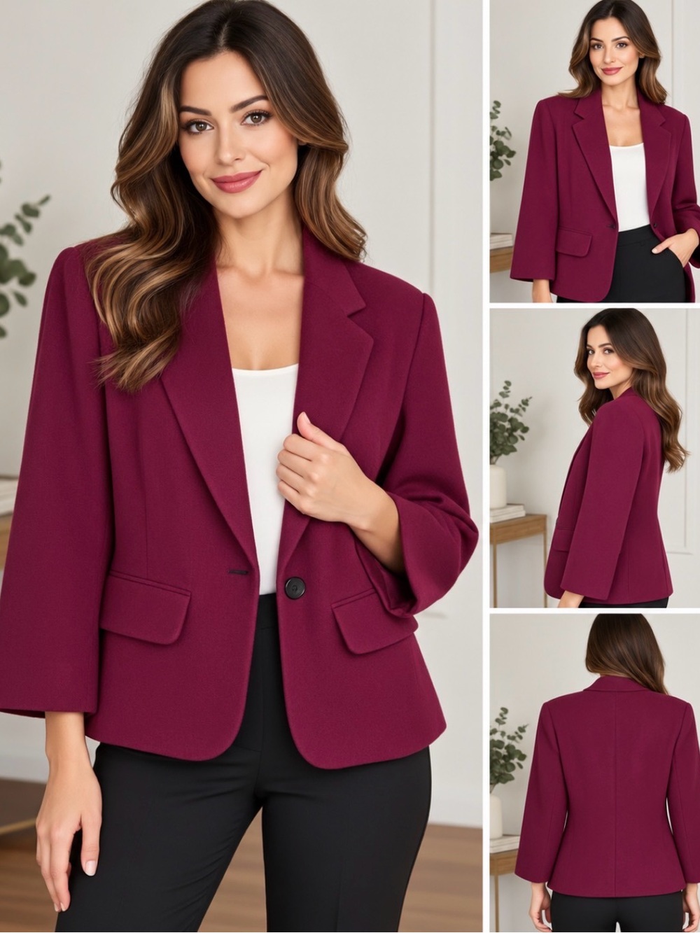 Vintage Donna Karan New York Burgundy Tailored Blazer Made in USA Size 4